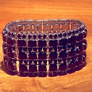 Silver and black rhinestone stretch bracelet